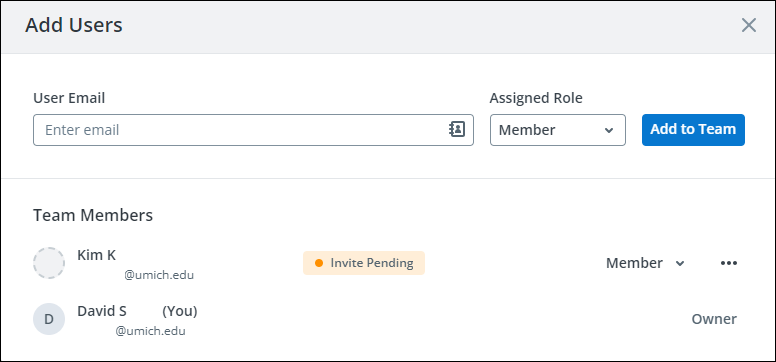 Invite Pending for team member